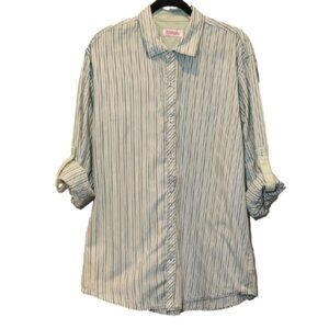 3/$20 Michael Brandon Striped Mens Shirt Button Down Convertible Roll Tab Casual